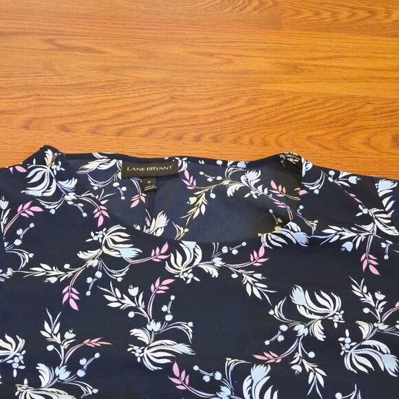 Lane Bryant Women's Pullover Top Ruffled Sleeves Blue Floral Rose Plus Size 18 - Picture 4 of 11